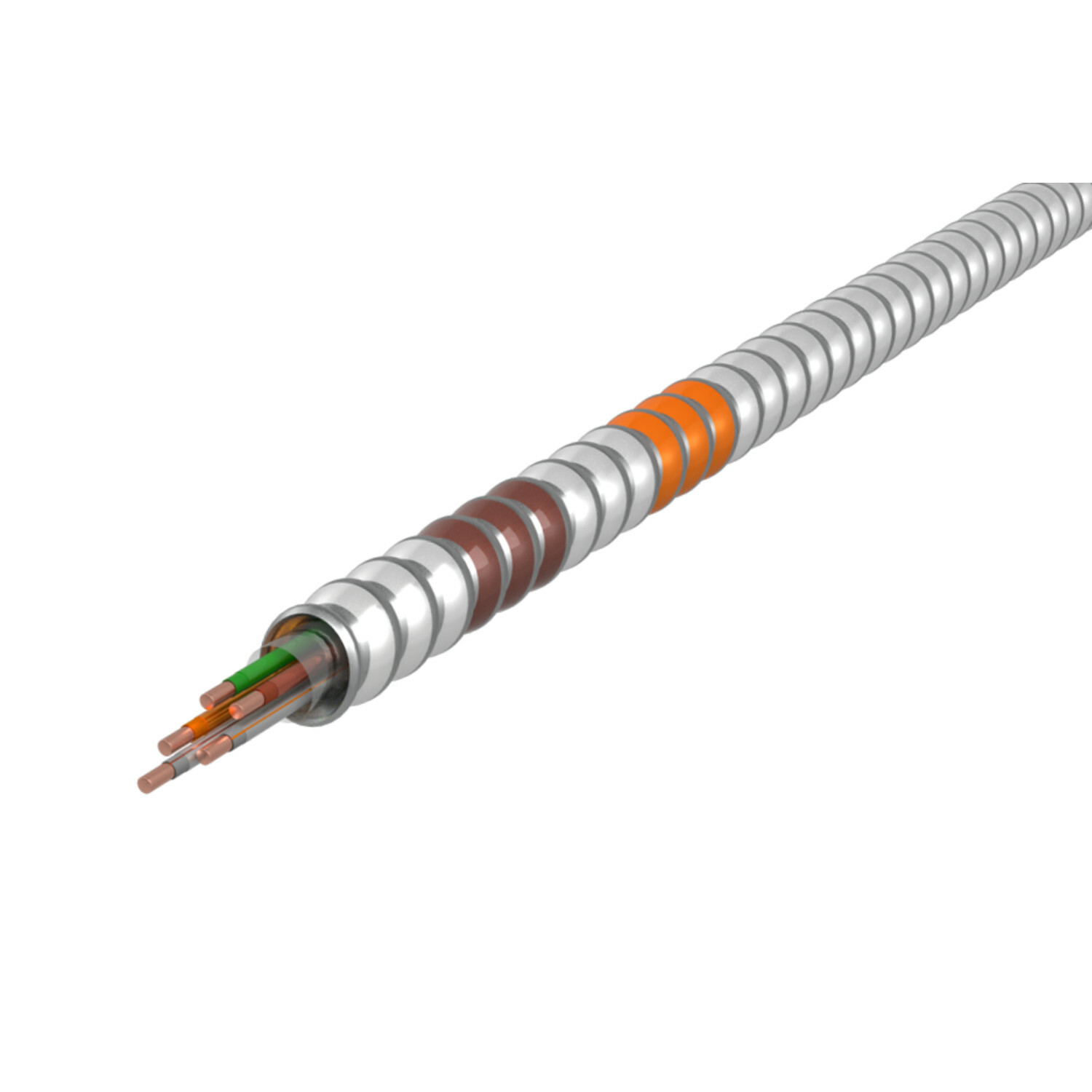 3906-60-00 MC-Plus Lite Type MC Traditional Neutral Per Phase Cable With Grounding and Neutral Conductor, Reel Packaging, 600 V AC, (8) 12 AWG Solid Copper Conductor, 1000 ft L