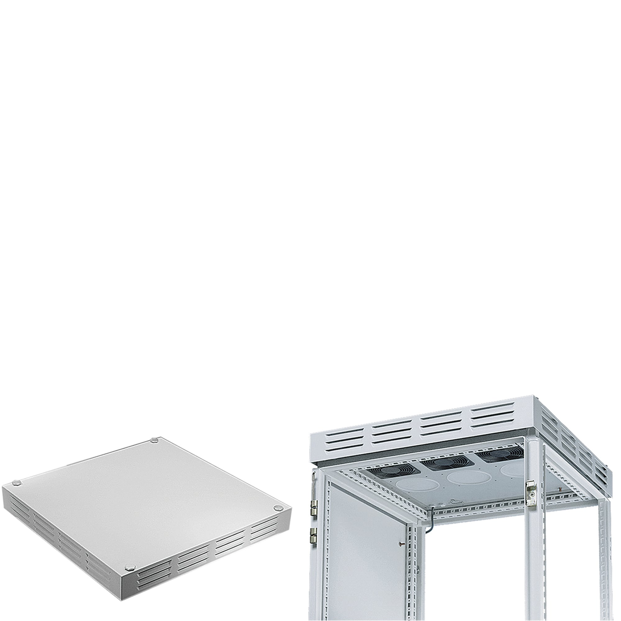 PVT3F791 DPC Vented Top With (3) Integral Fan Trays, For Use With ProLine 700 mm W x 900 mm D Frames, 115 V AC, 50/60 Hz, Steel, Light Gray