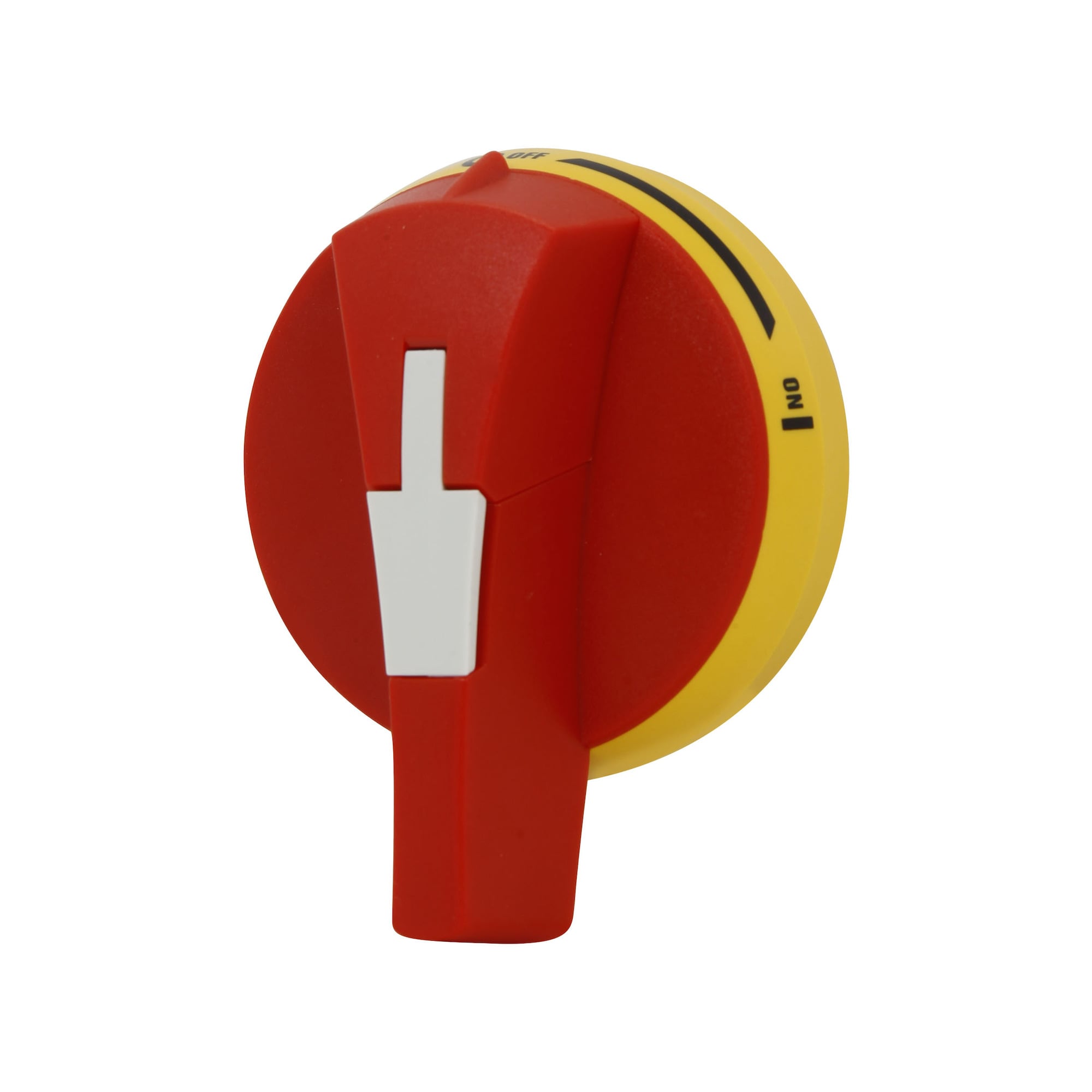 H4X-04R Defeatable External Padlockable Front Operated Selector Handle, 3-1/2 in L x 2 in W x 3-1/2 in H, Red/Yellow