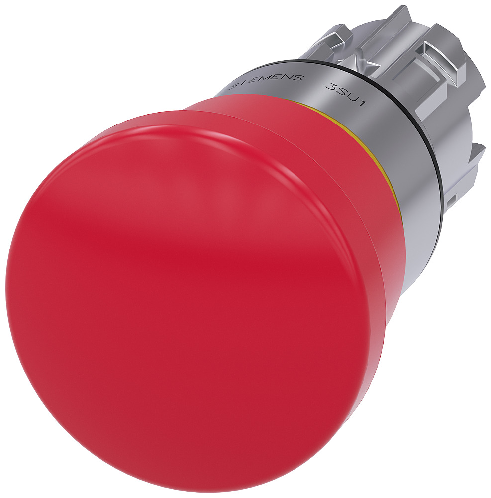 3SU10501HA200AA0 Emergency Stop Mushroom Pushbutton, 22 mm, Mushroom Head Operator, Red