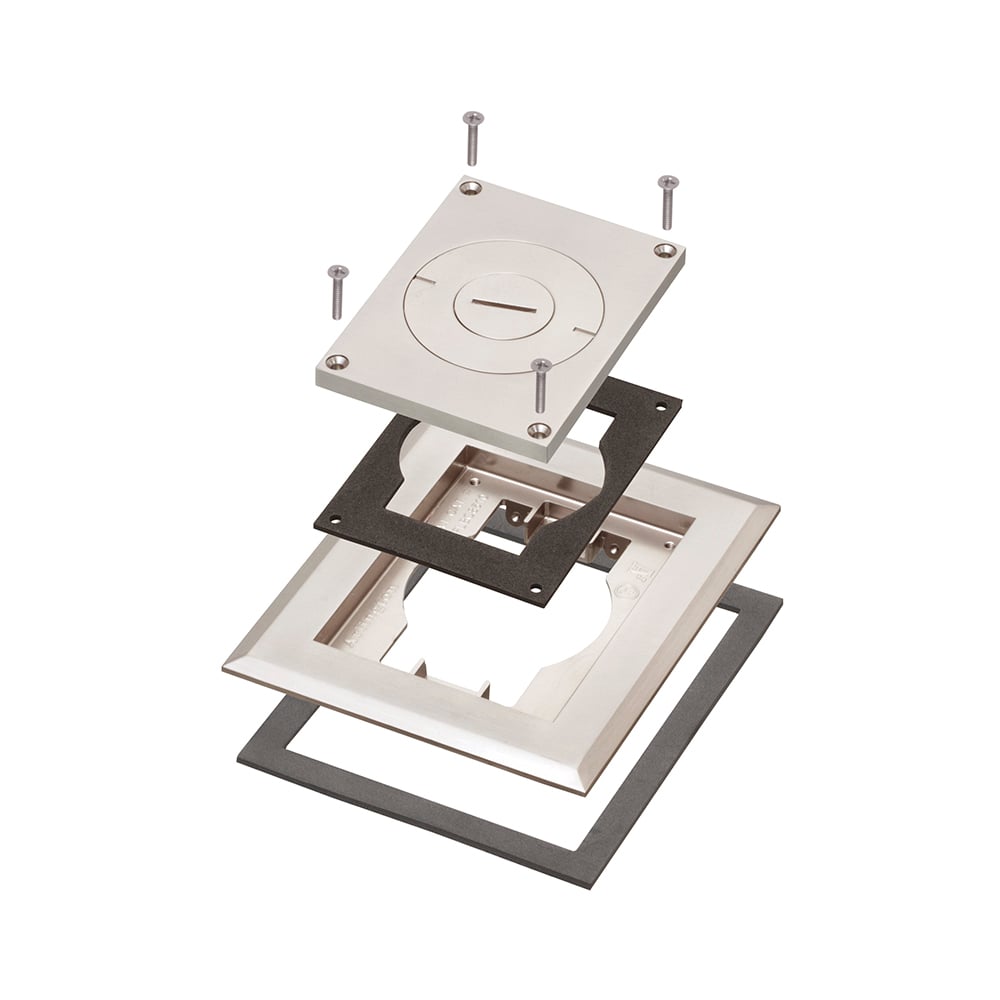 FLBC8513NL Gangable Box Cover Kit With Furniture Feed Insert, 6.094 in L x 5.006 in W, Zinc