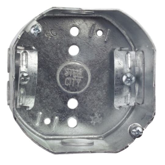 54171N-25 Steel City Drawn Style Ceiling Fan Box, Steel, 22.5 cu-in Capacity, 1 Outlets, 2 Knockouts, 2-1/8 in D