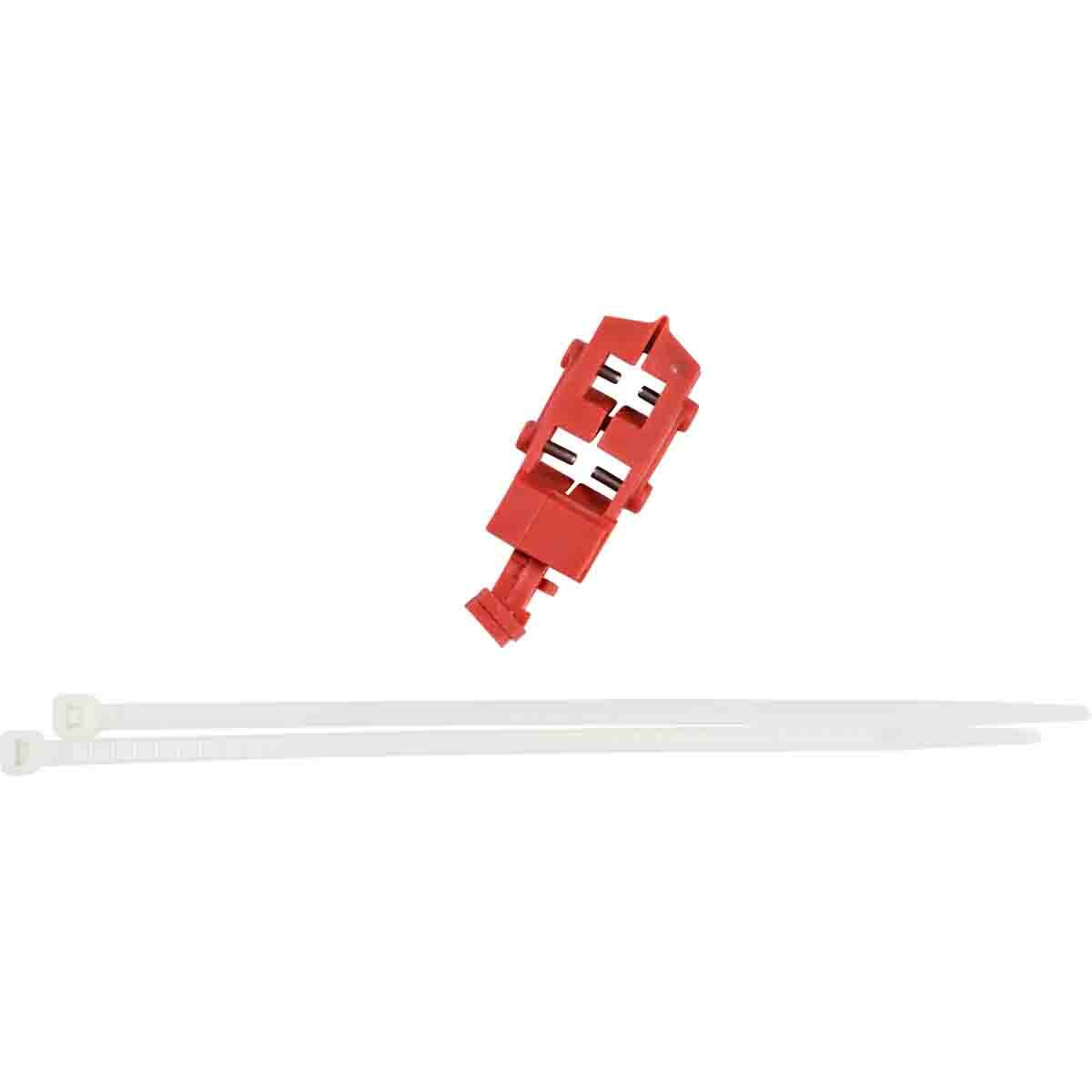 148689 TagLock 1-Pole Electrical Risk Snap-On Circuit Breaker Lockout, For Use With 120 V Single Pole Breakers, 1 Padlocks, 0.29 in Dia Max Padlock Shackle, Nylon, Red