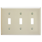 Hubbell Wiring Device Kellems, Wallplates and Boxes, Metallic Plates, 3-Gang, 3) Toggle Openings, Standard Size, Almond Painted Steel