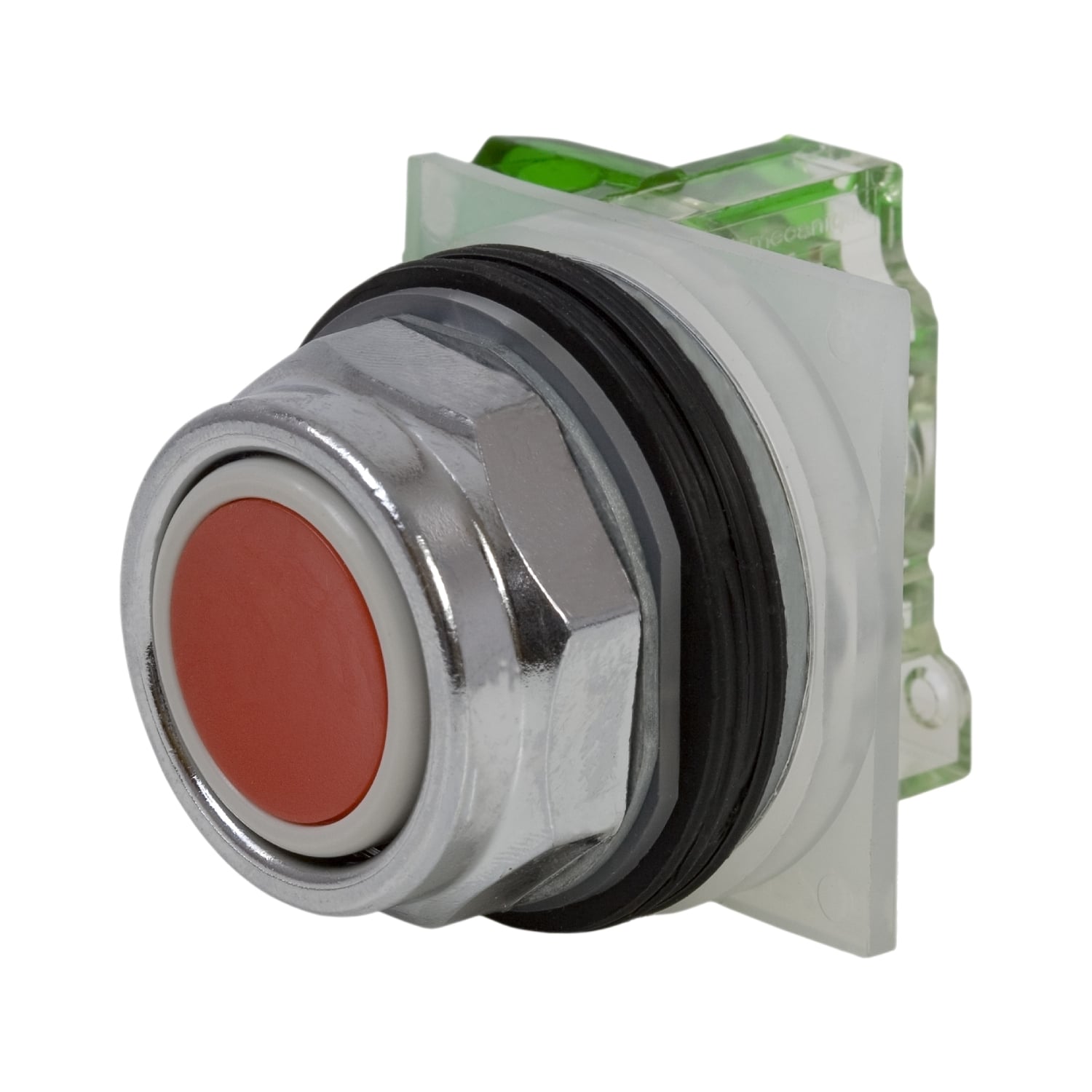 9001KR1RH5 Harmony Type K Heavy Duty Dusttight/Oiltight/Watertight Mechanically Interlocked Non-Illuminated Pushbutton With Full Guard, 30 mm, 1NO Contact, Slow Break Contact, Red