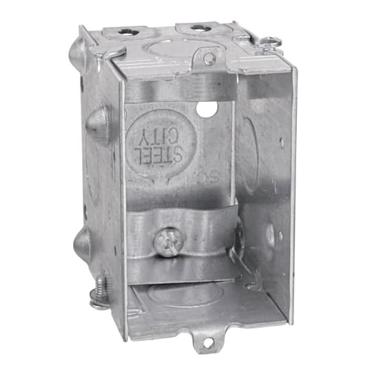 LXWLE-25 Steel City Gangable Switch Box, Steel, 12.5 cu-in Capacity, 1 Gangs, 1 Outlets, 5 Knockouts, 2 in W x 2-1/2 in D x 3 in H