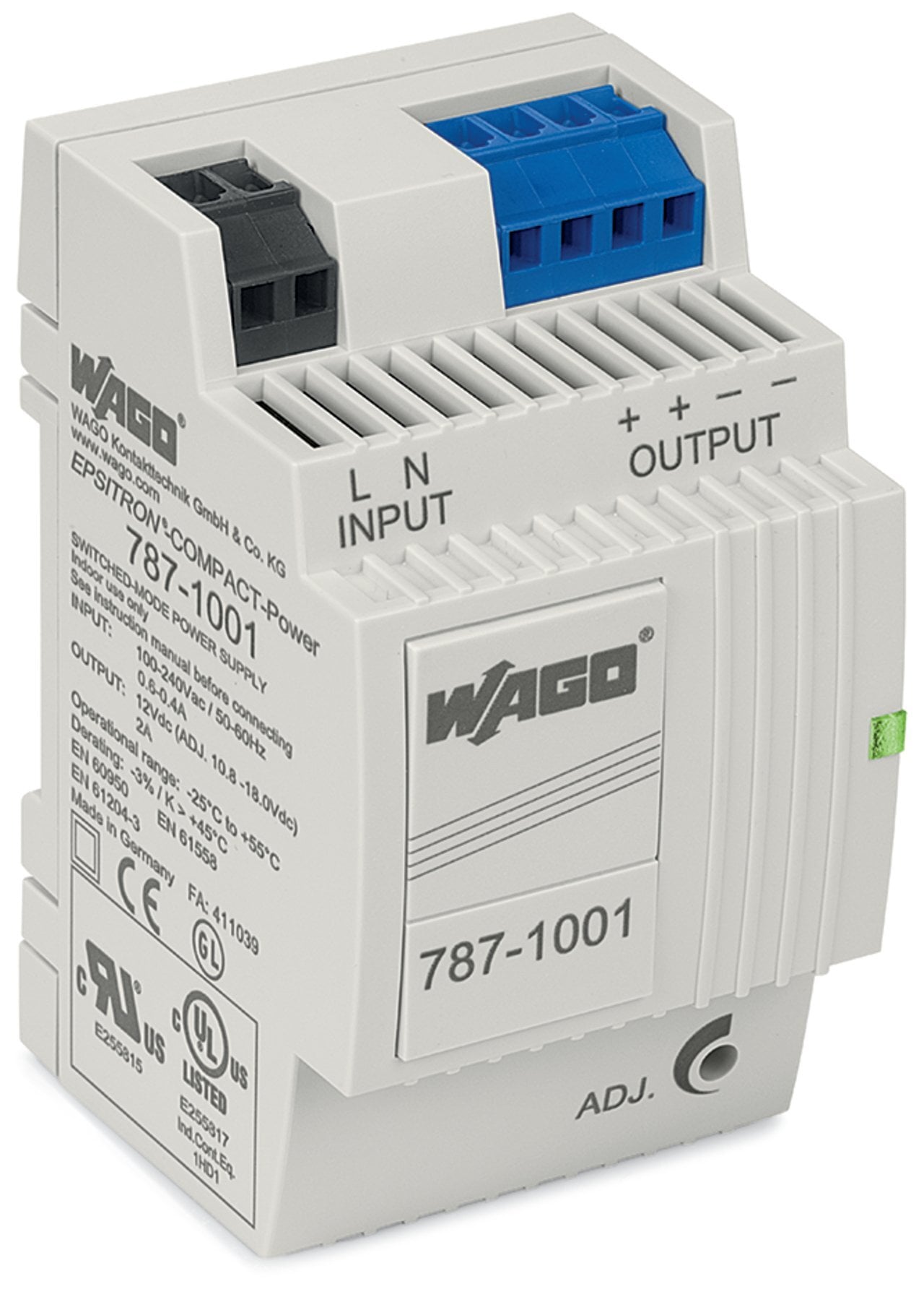 787-1001 1-Phase, 300 V Input, 12 V DC Output, DIN Rail Mount