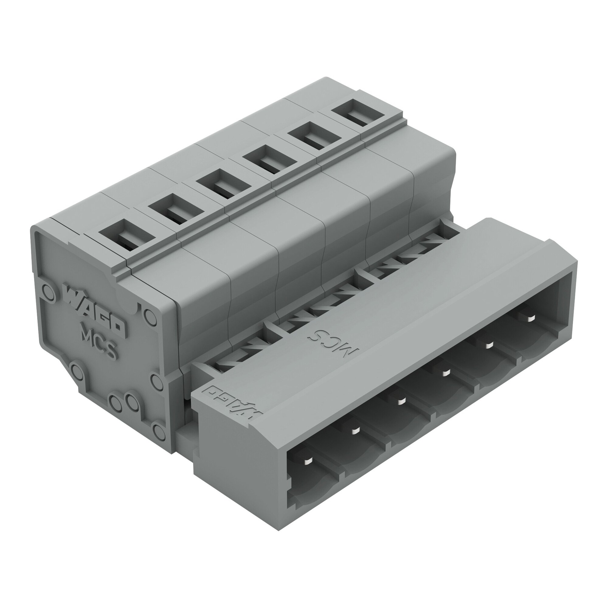 231-606 231 Pin Spacing Male Connector, 320 V, 12 A, 28 to 12 AWG Wire, 6 Poles, DIN Rail Mounting