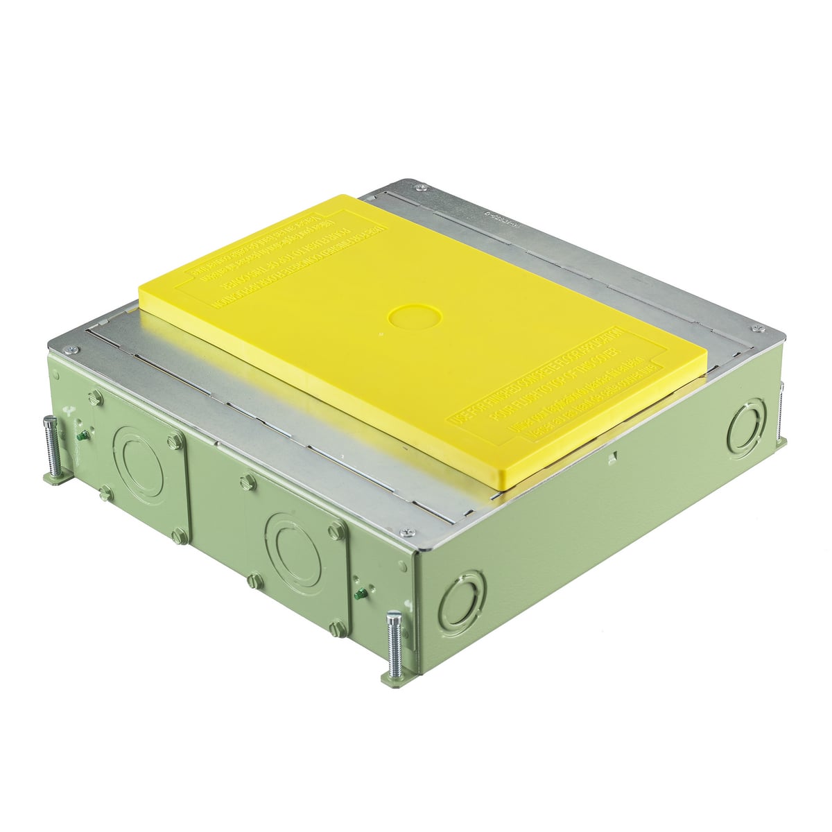 CFB4G30CR CFB Corrosion Resistant Folded Standard Floor Box, Stamped Steel, 32.5 cu-in Capacity, 4 Gangs, (8) Knockouts, 11.2 in L x 12.09 in W x 2.96 in H