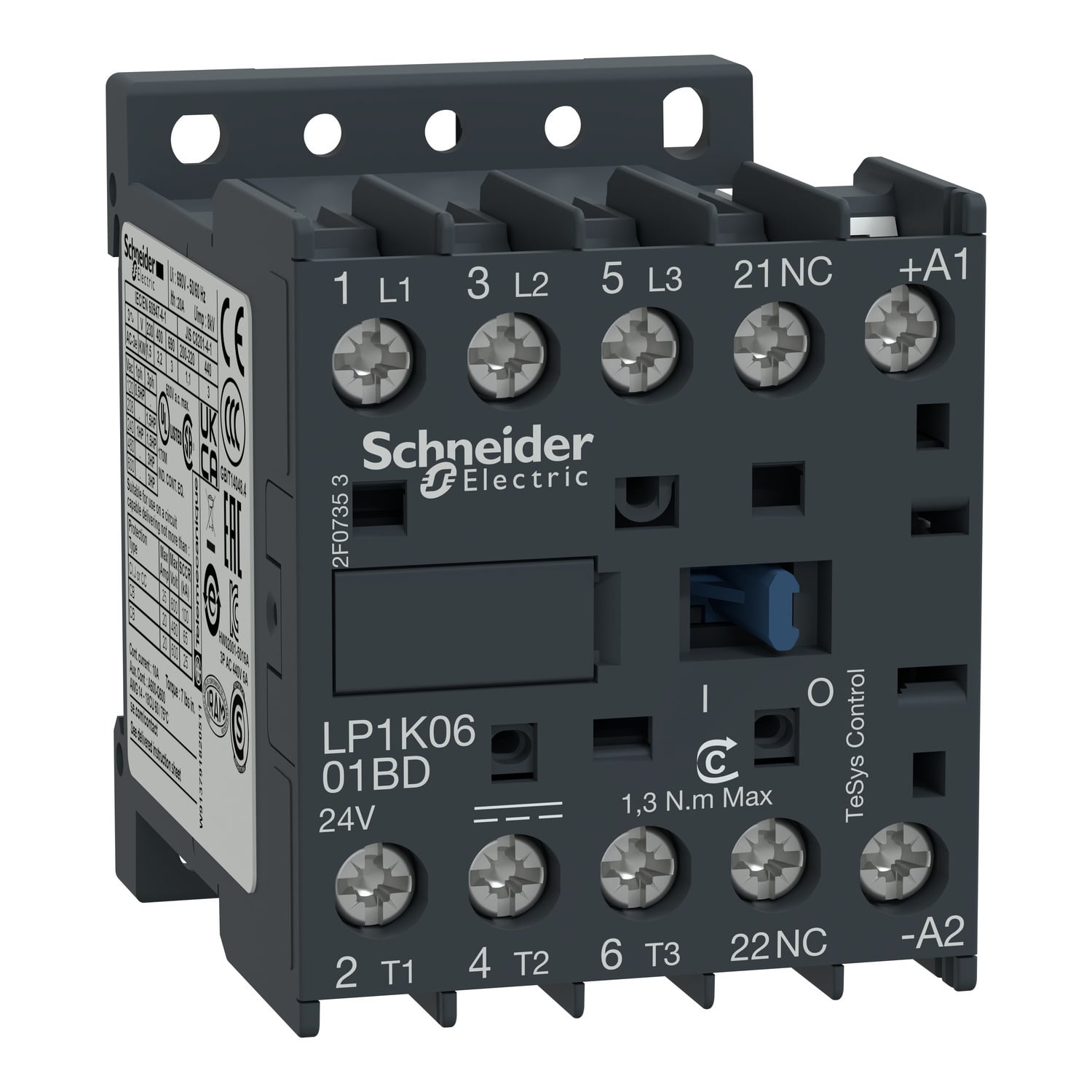 LP1K0601FD LP1K Contactor, 110 V DC V Coil, 6 A, 3NO-1NC Contact, 3 Poles