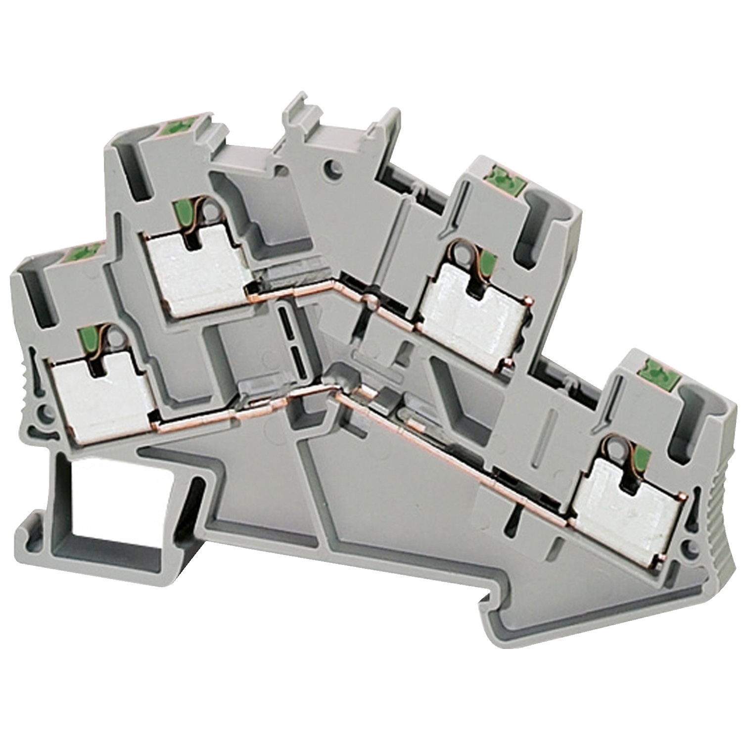 Terminal block, Linergy TR, push-in type, feed through, 2 level, 4 points, 2.5mm, grey, set of 50