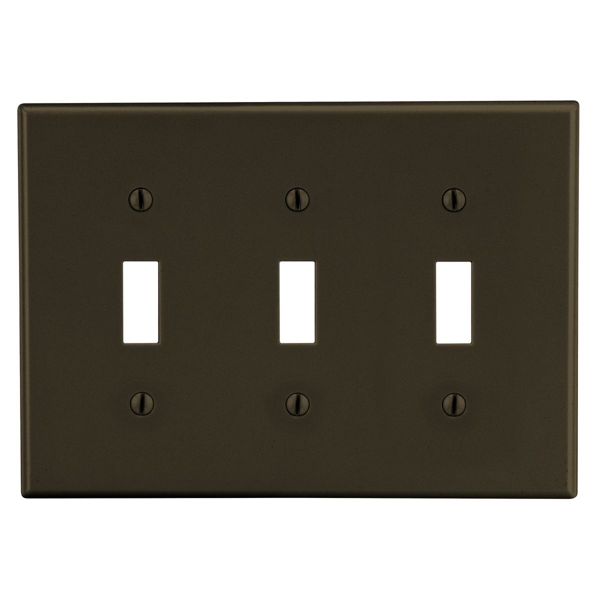 PJ3 Mid-Size Non-Metallic Wall Plate, 3 Gangs, 6.75 in W x 4.88 in H, Polycarbonate Thermoplastic, Brown