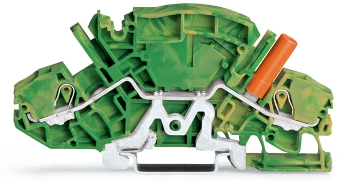 2007-8807 Operating Tool Ground Terminal Block, 20 to 8 AWG Wire, 1 Poles, DIN Rail Mount