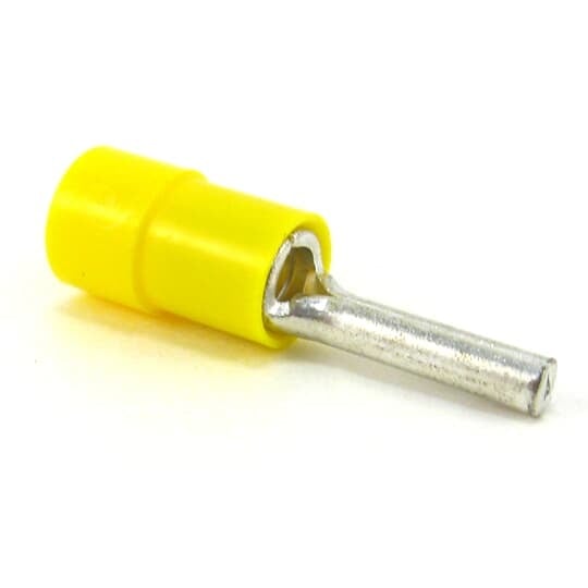 TV10-14PT-L Catamount Insulated Pin Terminal, 12 to 10 AWG Conductor, 0.11 in Dia x 0.551 in L Pin, Copper, Yellow