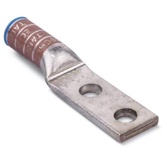 ATL302 Color-Keyed 2-Hole Compression Lug, 3/0 AWG Stranded Aluminum Conductor, 1/2 in Stud, Aluminum