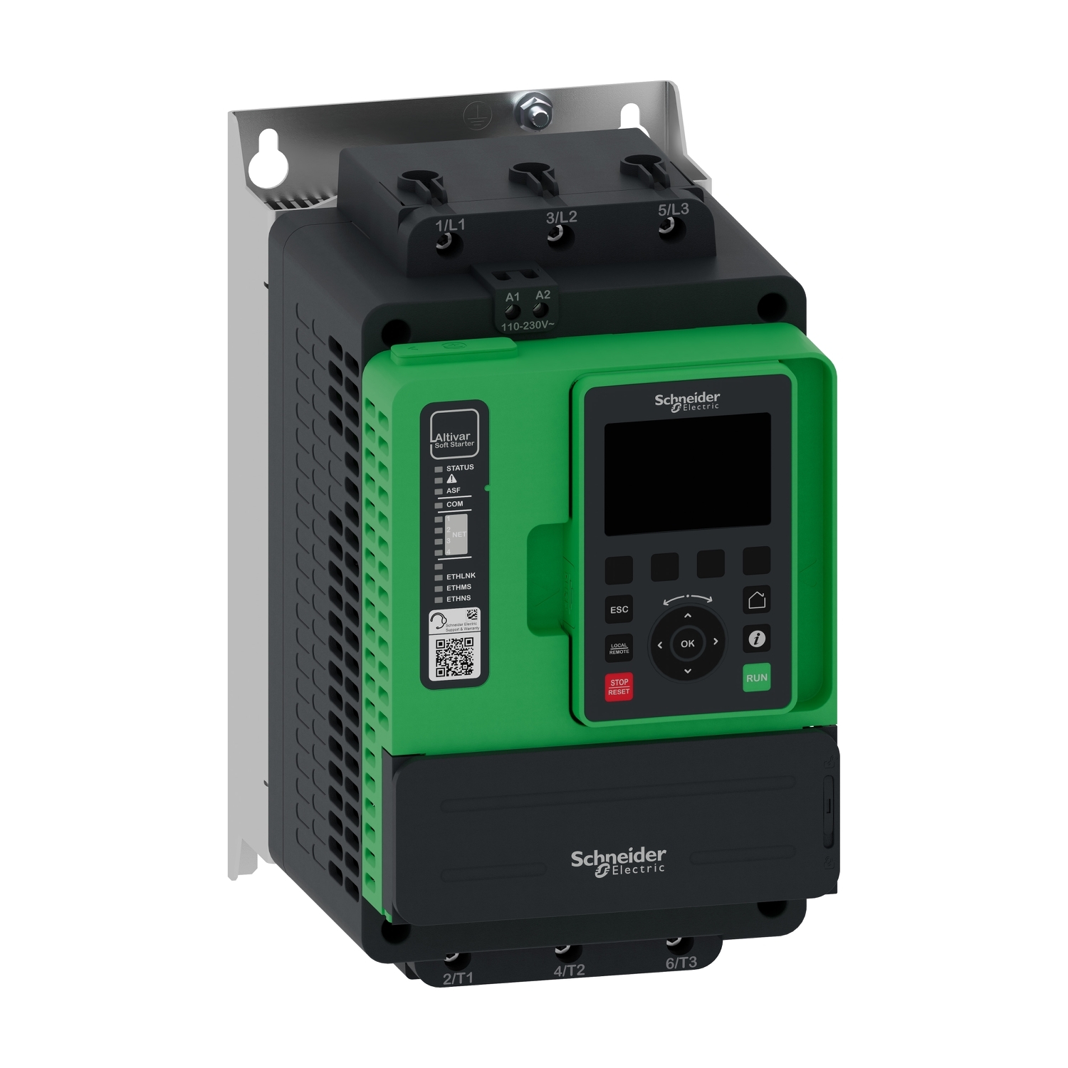 ATS490D75Y ATS490 Soft Starter, 110 to 230 VAC V Coil, IP20 Enclosure