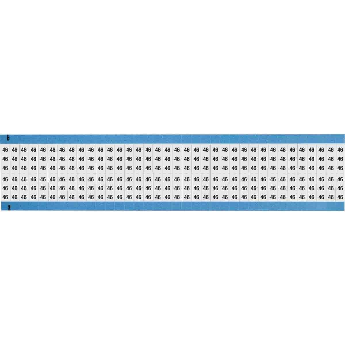 WM-46-SC-PK WM Series Die-Cut Pre-Printed Solid Number Wire Marker Card, 3/4 in L x 1/4 in W, Black on White, B-500 Repositionable Vinyl Coated Fabric, 72 Markers per Card