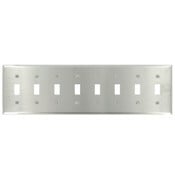 84048-40 Standard Size Traditional Wall Plate, 8 Gangs, 15.42 in W x 4.5 in H, 302 Stainless Steel
