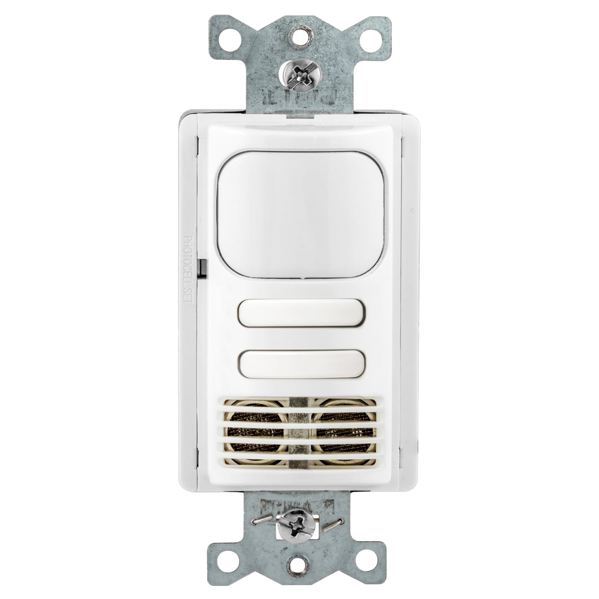 AD2240W2 Adaptive Dual 2-Button 2-Circuit Standard Occupancy Vacancy Sensor Switch, 24 VDC, Passive Infrared/Ultrasonic Sensor, 1000 sq-ft Coverage