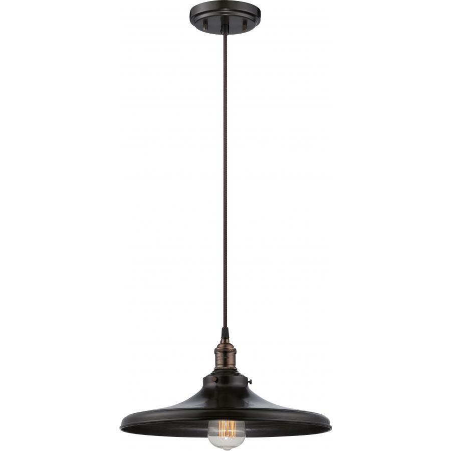 60-5506 Nuvo Vintage Transitional Ceiling Light Fixture, (1) A19 Lamp, 120 V AC, Rustic Bronze Housing