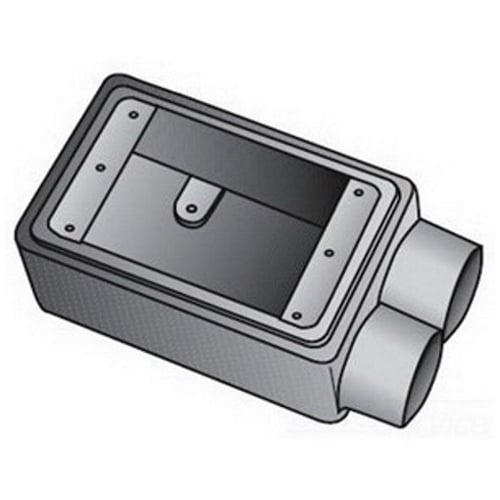 FSS175 Type FS Heavy Duty Shallow Device Box With Internal Ground Screw, Feraloy Iron Alloy, 21 cu-in Capacity, 1 Gangs, 2 Outlets, 2 Knockouts, 4-11/16 in H x 2-15/16 in W x 2-3/8 in D