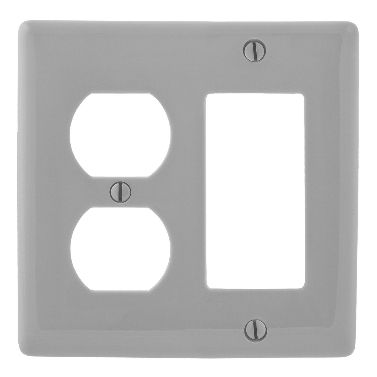 NPJ826GY Medium Size Combination Wall Plate, 2 Gangs, 4.88 in W x 4.94 in H, Nylon, Gray