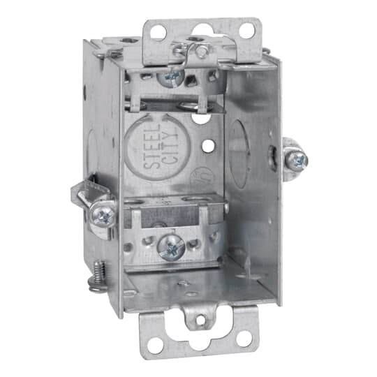 LXOWC-25 Steel City Gangable Welded Style Switch Box, Steel, 12.5 cu-in Capacity, 1 Gang, 1 Outlet, 4 Knockouts, 2 in W x 2-1/2 in D x 3 in H