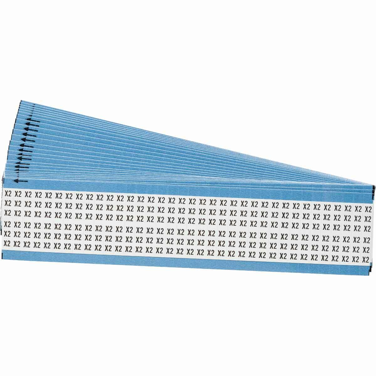 WM-X2-PK WM Series Die-Cut Pre-Printed Solid Letter/Number Wire Marker Card, 1/4 in W, Black on White, B-500 Repositionable Vinyl Coated Fabric, 36 Markers per Card