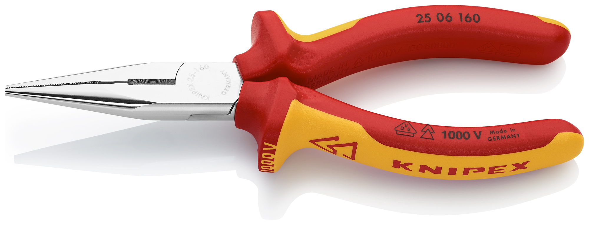 Long Nose Pliers with Cutter-1000V Insulated, 6 1/4 in., Multi-Component, VDE