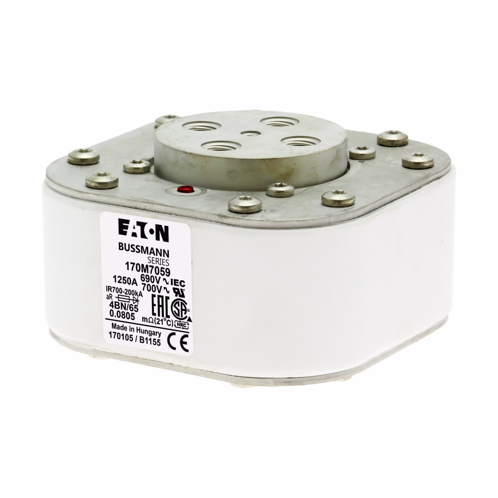 170M7059 High Speed Visual Fuse, 1250 A, 690/700 V AC, 200 kA Interrupt, Class: AR, Square Body