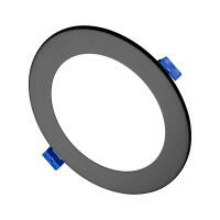 DLE6 Series 6 in. Round Black Flat Panel LED Downlight in 3000K