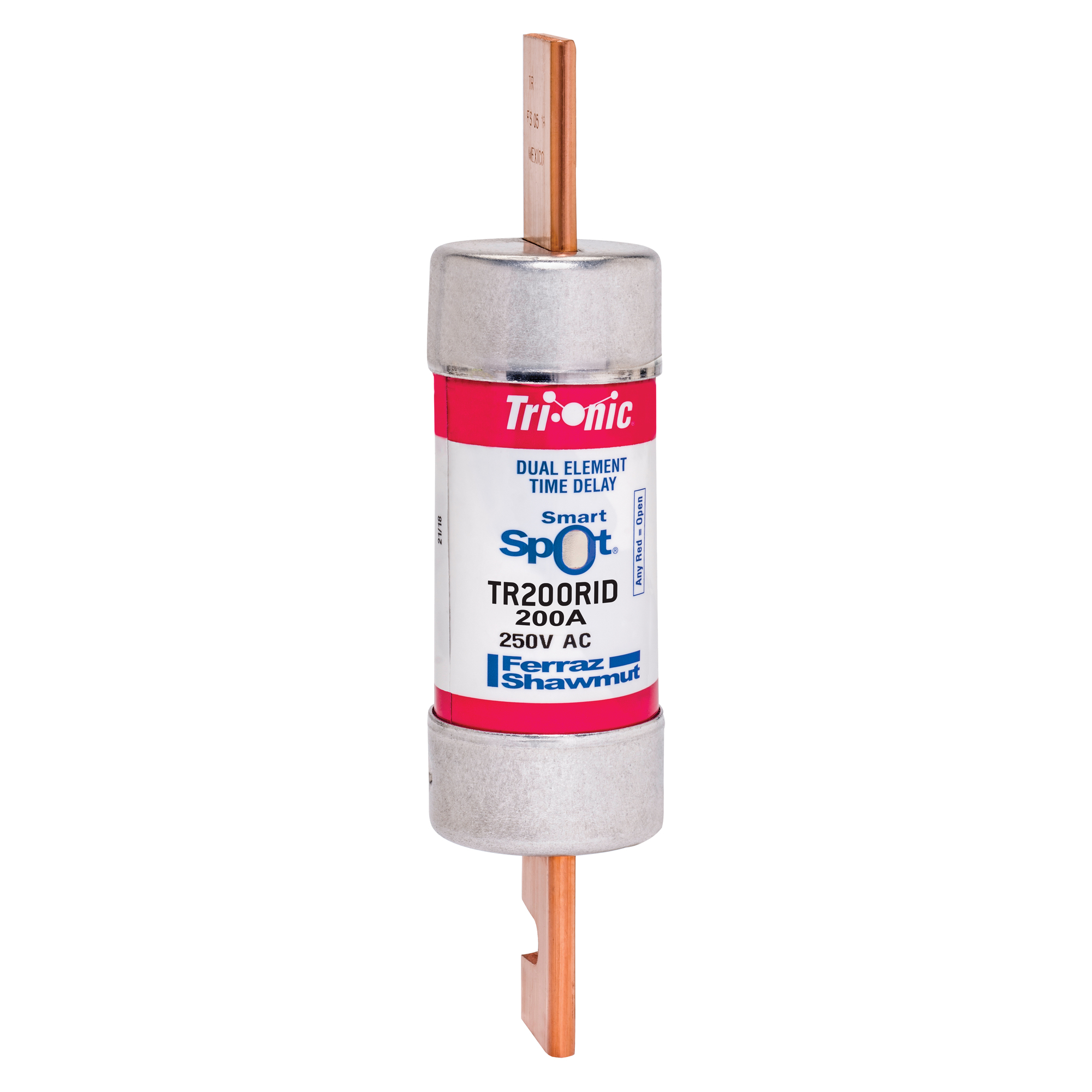TR200RID Tri-Onic Current Limiting Low Voltage Time Delay Fuse, 200 A, 250 V AC/DC, 200/20 kA Interrupt, RK5 Class, Cylindrical Body