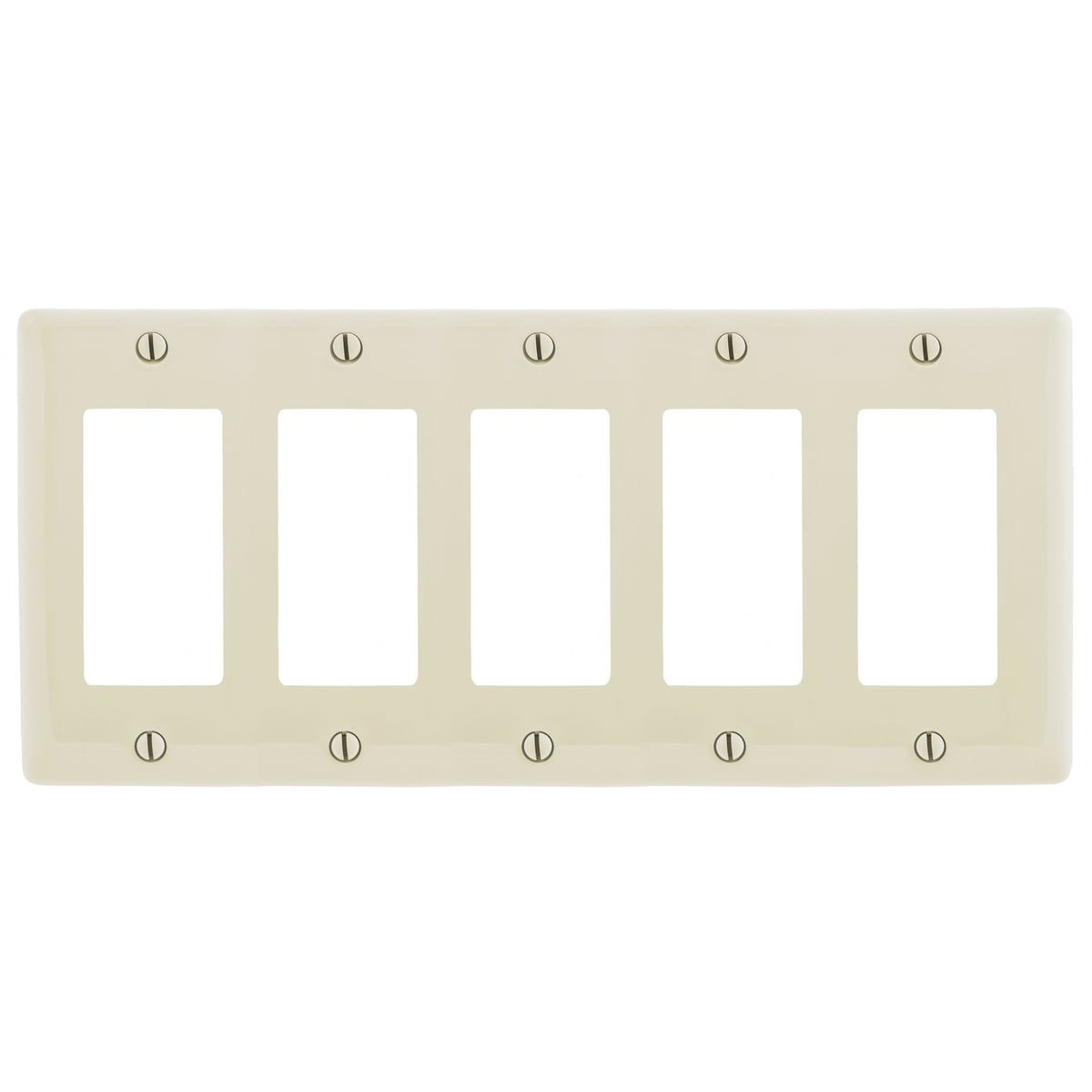 NP265LA Standard Decorative Wall Plate, 5 Gangs, 10.12 in W x 4.62 in H, Nylon, Light Almond