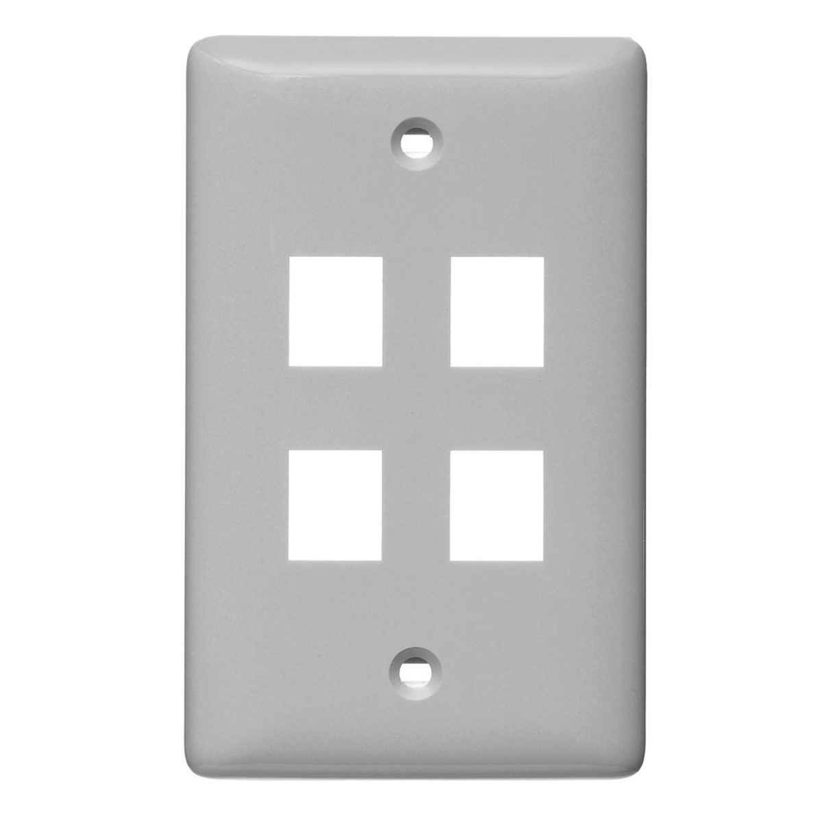 NSP14GY Rear Load Standard Multimedia Faceplate, 1 Gang, 4 Ports, Audio/Video/Voice/Data Module, Snap-Fit Mount, ABS