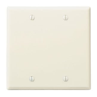 78025 Standard Size Blank Wall Plate, 2 Gangs, 4.56 in W x 4.5 in H, Thermoset, Light Almond