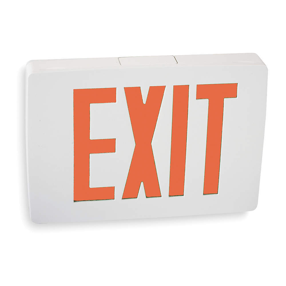 LQC W 1 R Emergency Single Face Exit Sign, LED Lamp, 3 W Fixture, 120/277 V AC, White Housing, EXIT Legend