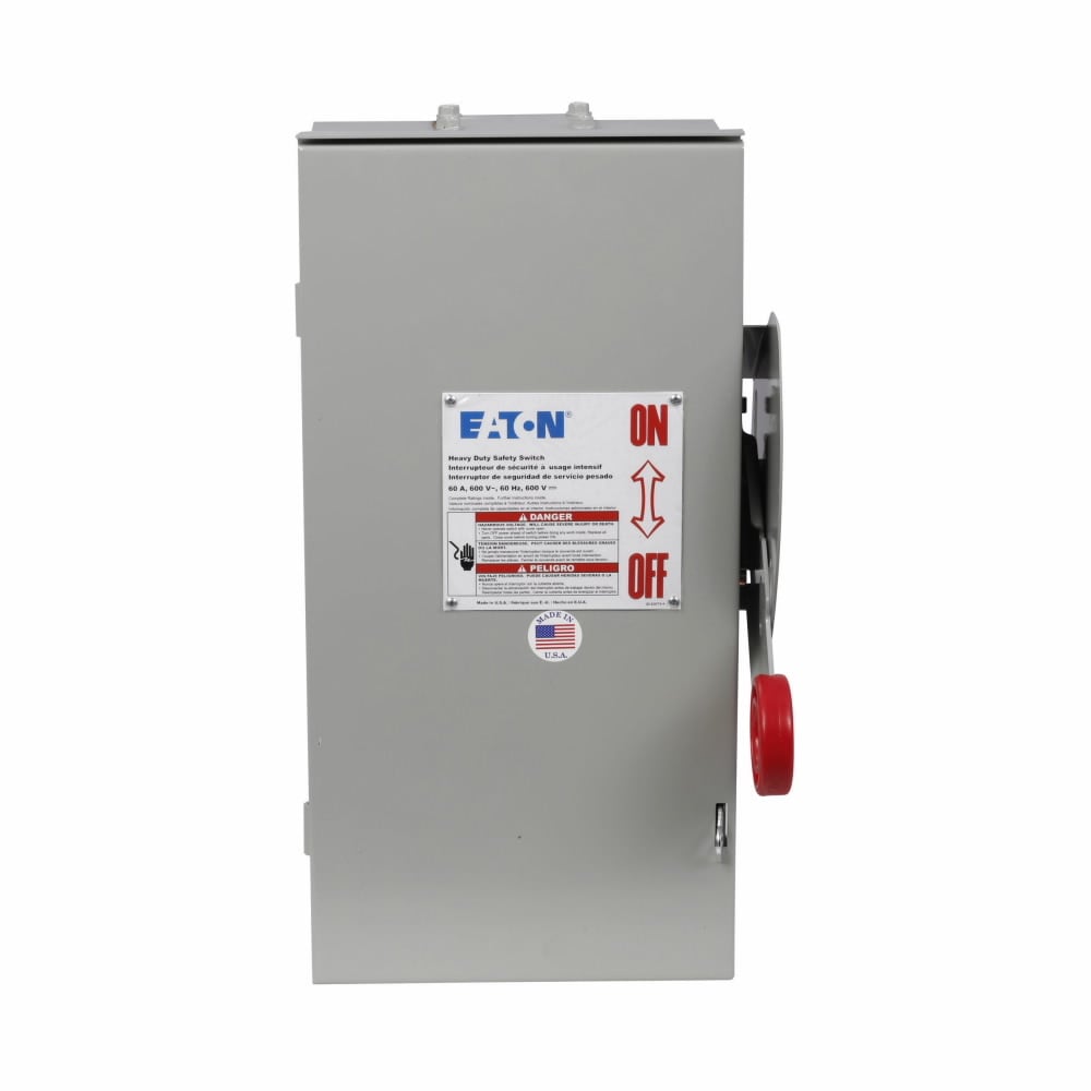 DH262URK Heavy Duty Non-Fusible Single Throw Safety Switch, 600 V AC, 60 A, 10 hp, 20 hp, 25 hp, DPST Contact, 2 Poles