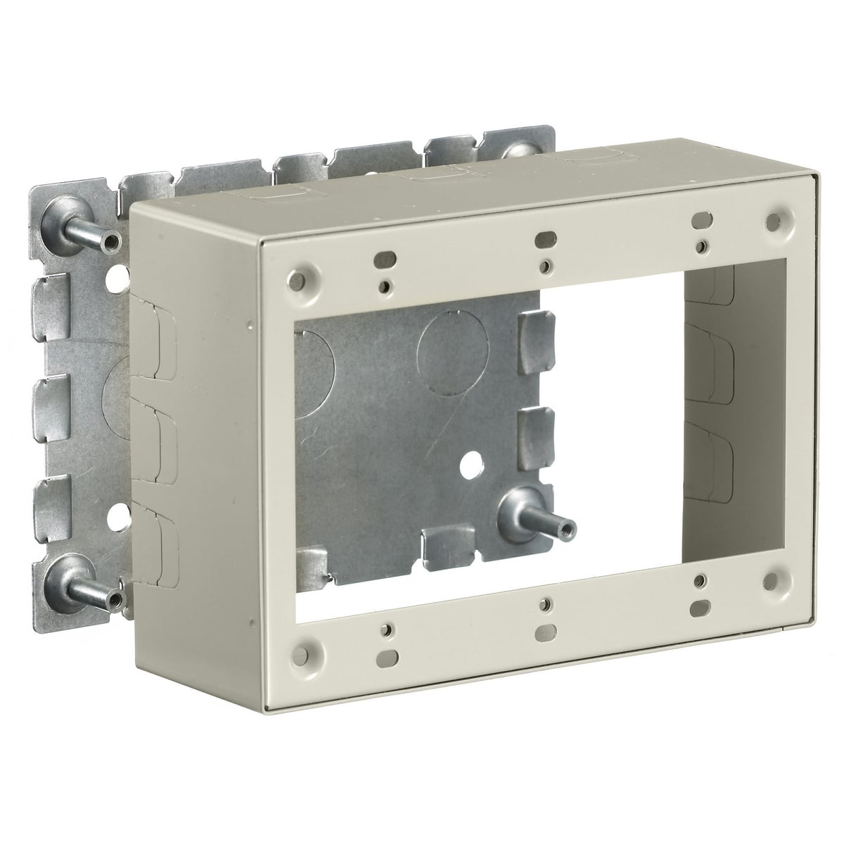 HBL5744S3IVA 3-Gang Deep Standard Device Box With 1/2 in NPT Knockout, 6.6 in L x 4.6 in W x 2.3 in H, Rolled Steel, Ivory