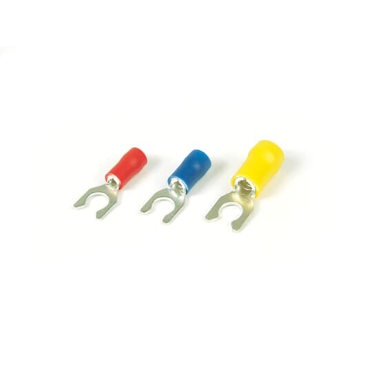 TV18-10LF-XV Catamount Fork Terminal, 22 to 18 AWG Conductor, Brazed Seam/Funnel Entry/Internal Serration Barrel, Red