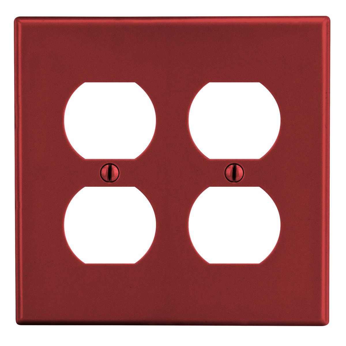 PJ82R Mid-Size Non-Metallic Wall Plate, 2 Gangs, 5 in W x 4.94 in H, Polycarbonate Thermoplastic, Red