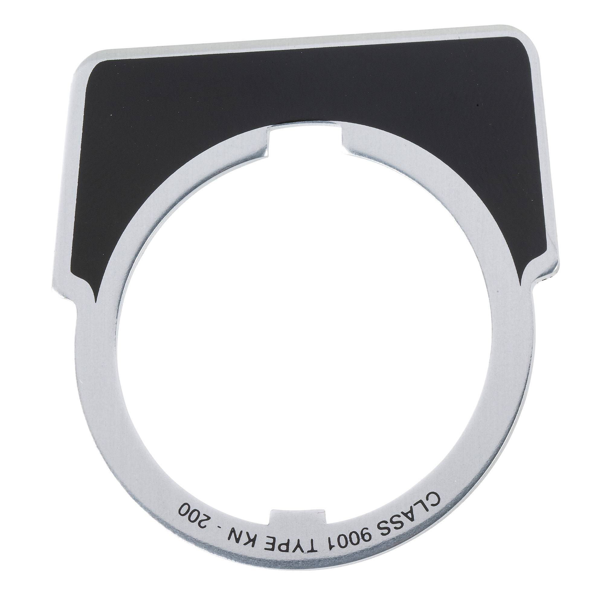 9001KN207BP 9001 T-K Legend Plate, 1-3/4 in H 1-3/4 in W, Square Plate, Plastic, Black Field