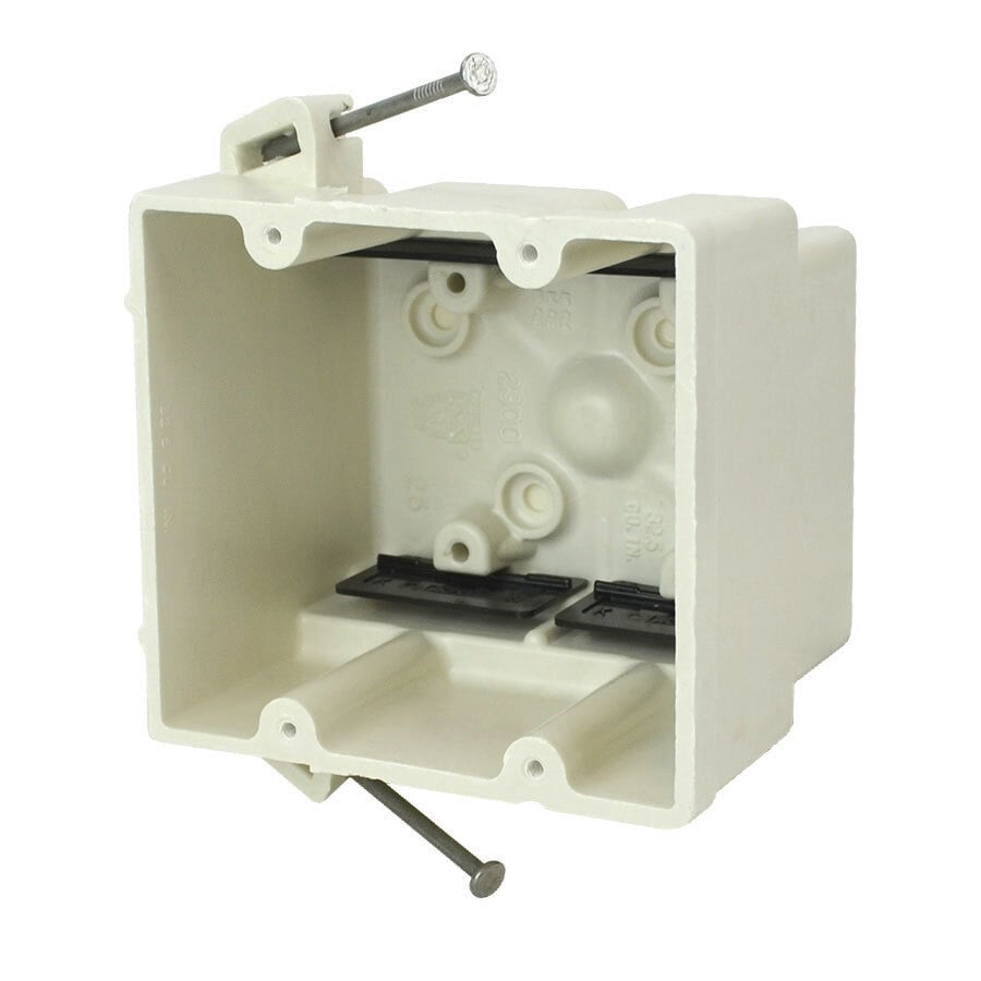 2-Gang Switch/Receptacle Outlet Box; 3 Inch Depth, Thermoset-Fiberglass Reinforced Polyester, 32.5 Cubic-Inch, Beige/Tan, DISCONTINUED