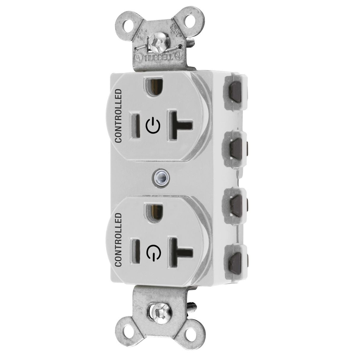 SNAP5362C2W 1-Phase Duplex Extra Heavy Grounding Duty Standard Screw Mount Straight Blade Receptacle, 125 V AC, 20 A, 2 Poles, 3 Wires, White