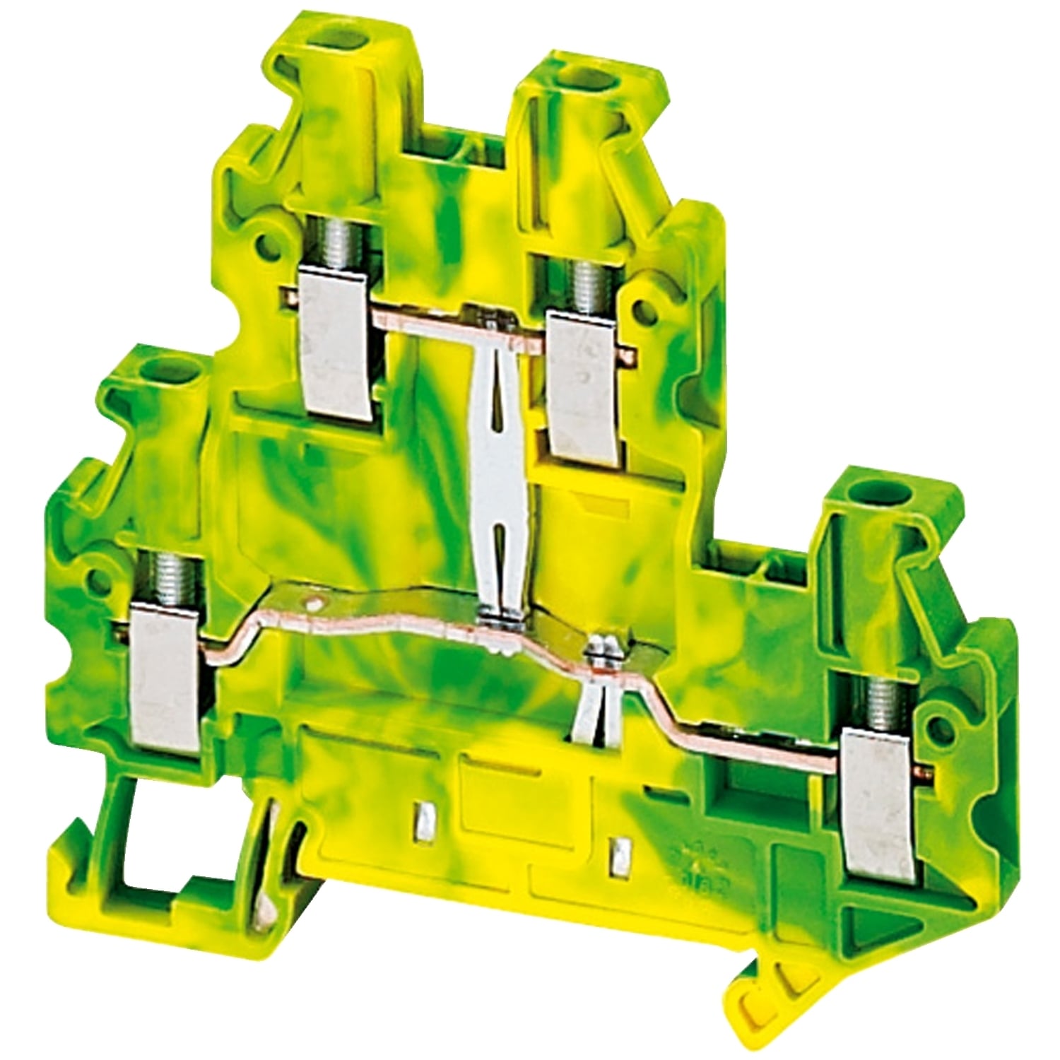 NSYTRV24DPE Linergy 2-Level 2-Terminal Grounding Terminal Block, 26 to 12 AWG Solid/Stranded Wire, 1 Poles, Clip-Fit Mount