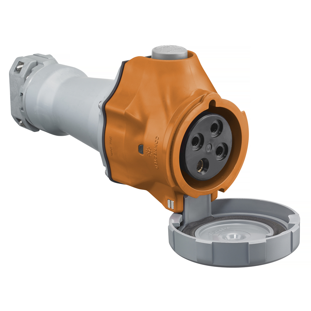 Advantage HBLS460C12W Heavy Duty Switched Pin and Sleeve Connector, 125/250 V AC, 60 A, 3 Poles, 4 Wires, Orange