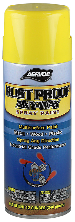 302 Rustproof Solvent Based Spray Paint, 16 oz Container, Liquid Form, Safety Yellow, 11 sq-ft Coverage, 72 hr Curing