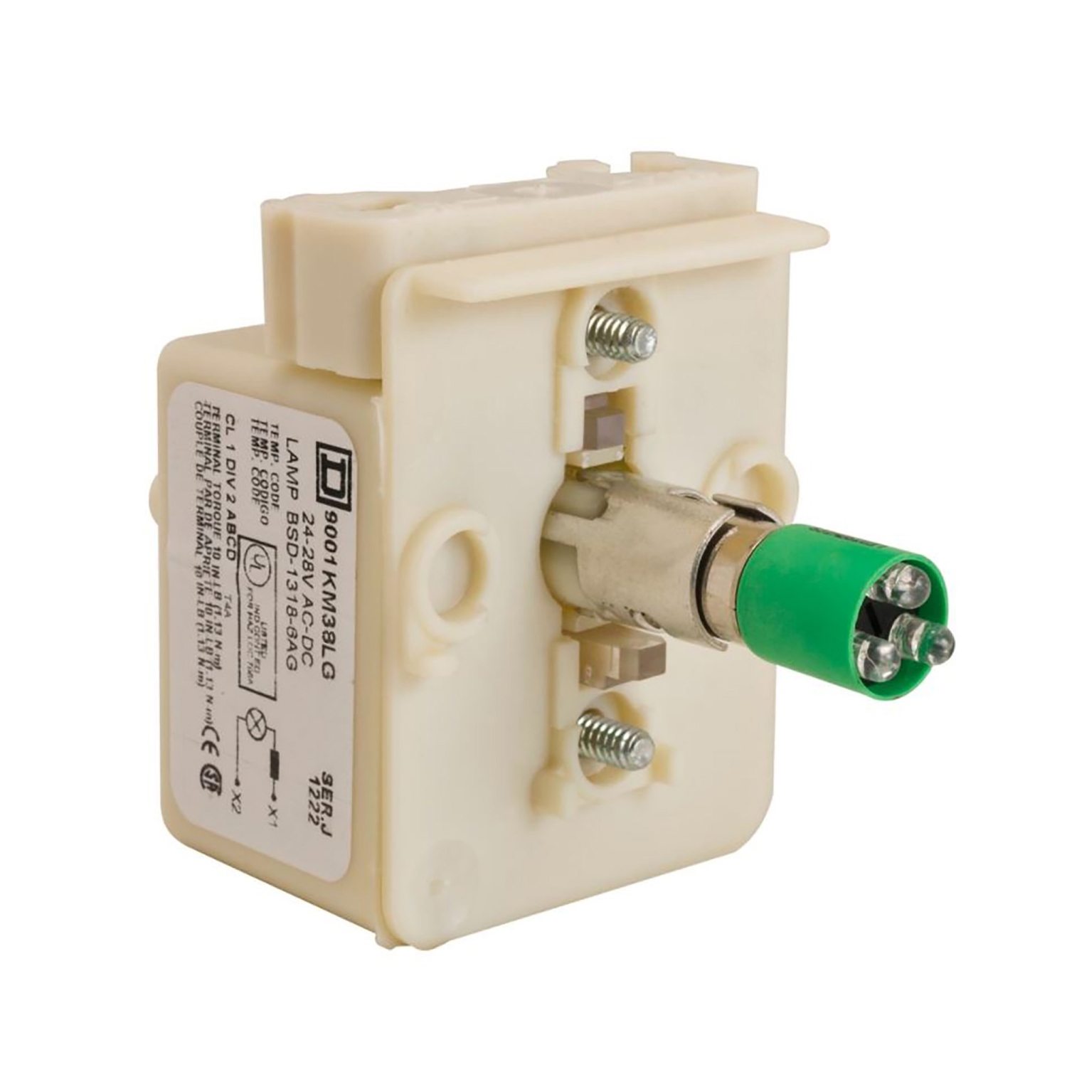 9001KM38LG 9001KM Series LED, 30 mm, LED lamp, 120 V, Green
