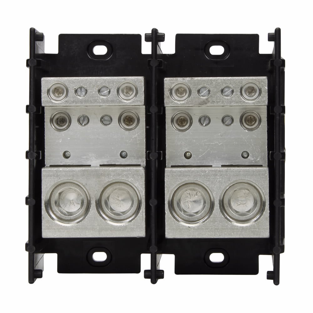 16528-2 Power Distribution Block, 600 V AC/DC, 840 A, 2 Poles, (2) 2 AWG to 600 kcmil Cu/Al AWG Line, (4) 6 to 3/0 AWG Cu/Al, (4) 14 to 4 AWG Cu/Al Load Wire, Thermoplastic