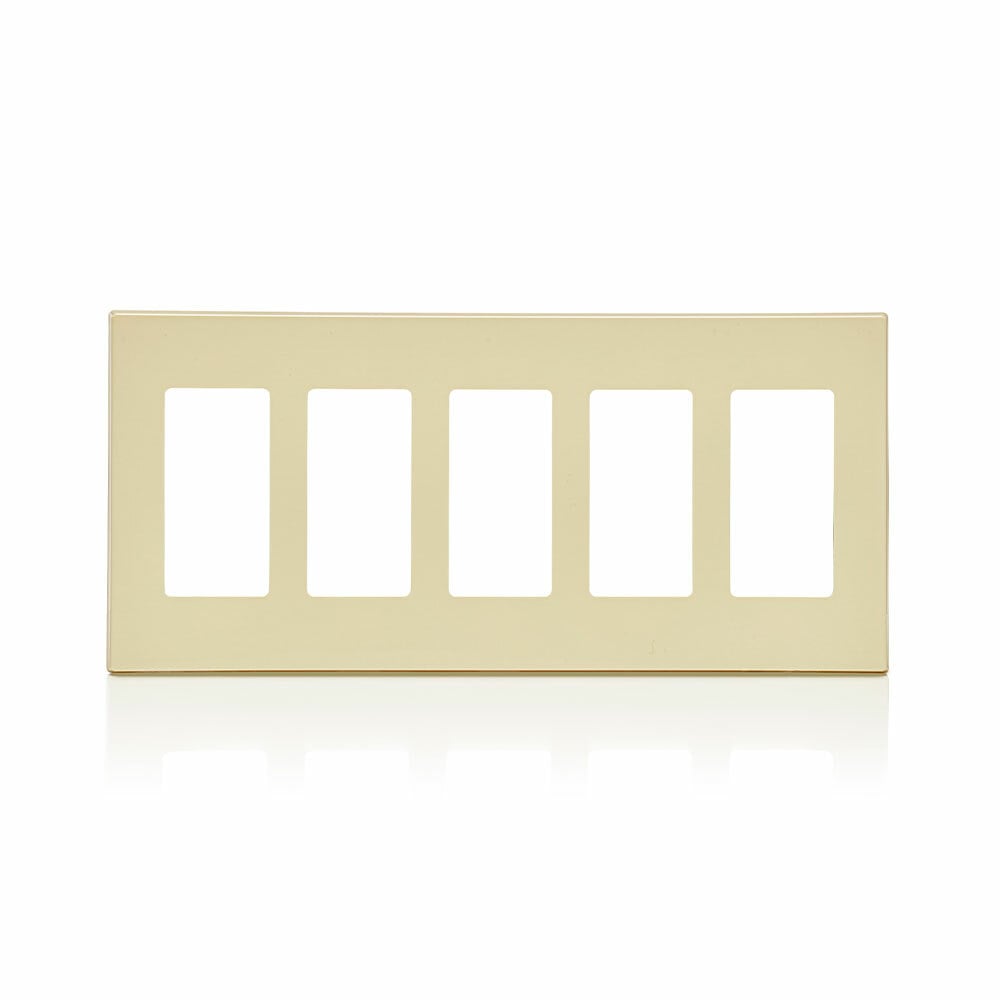 80321-SI Decora Screwless Standard Wall Plate, 5 Gangs, 2-3/4 in W x 4-1/2 in H, Polycarbonate, Ivory