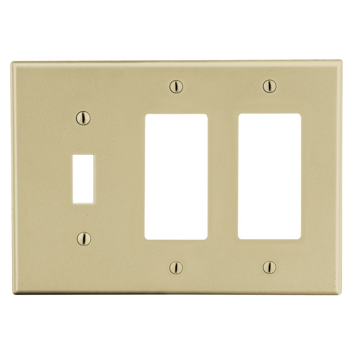 P1262I Standard Wall Plate, 3 Gangs, 6.5 in W x 4.63 in H, Polycarbonate Thermoplastic, Ivory